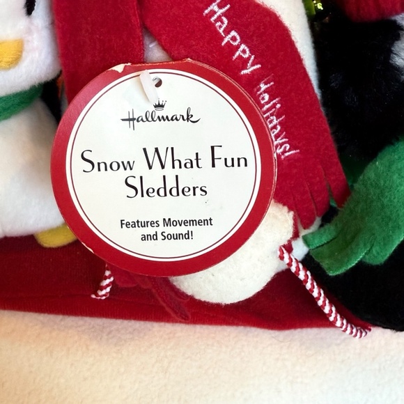 Hallmark Jingle Pals SNOW WHAT FUN SLEDDERS Plush Animated Snowman Dog Penguin - Picture 3 of 8